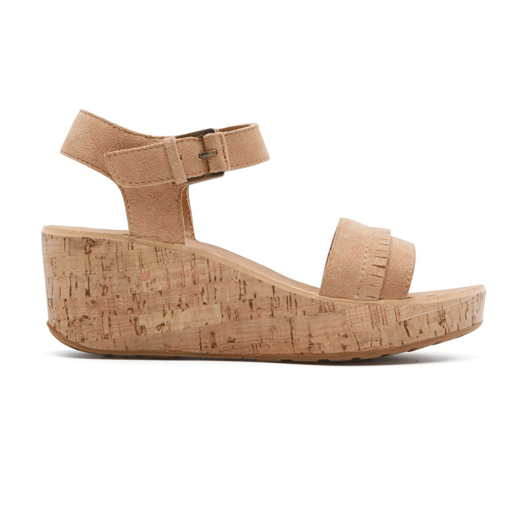 Sandalias Rockport Mujer Mexico - Weekend Casuals Lanea Quarter-Strap Kaki - PNKEU3046